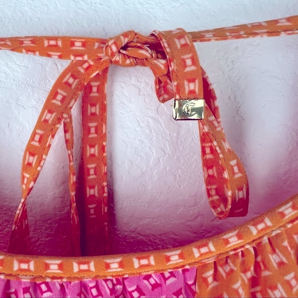 Juicy Couture Print Orang and Pink Sweetheart Dress Size 2 - Picture 4 of 8